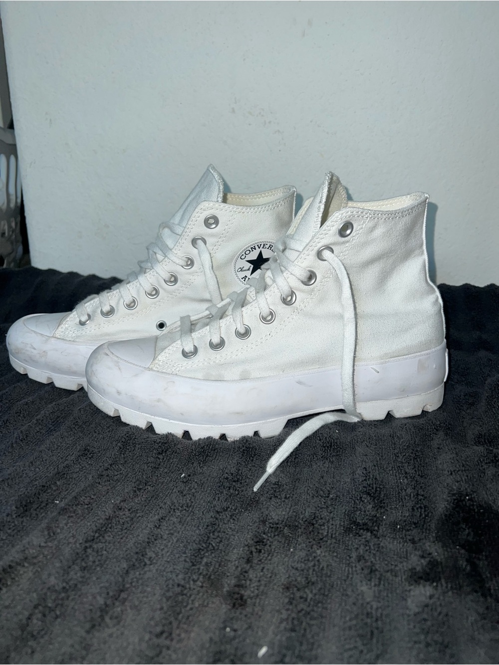 Converse White High-Top Lug-Sole Canvas Sneakers